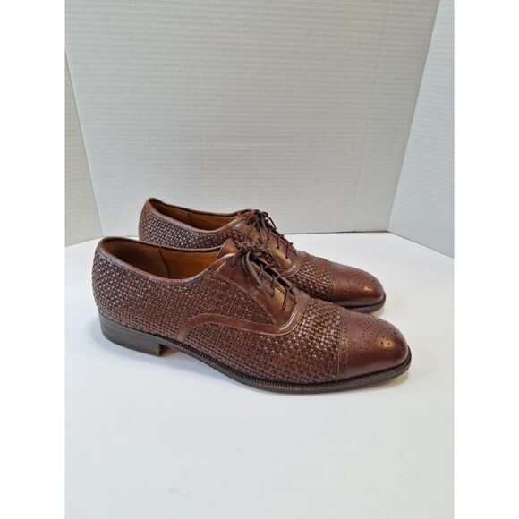 SALVATORE FERRAGAMO Brown Woven Loafers Men's Sz 11.5D Designer Made In Italy - Picture 1 of 14